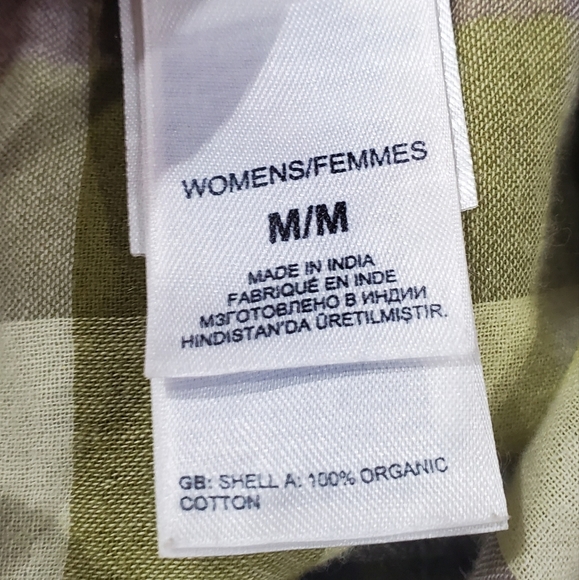 The North Face Woman's Green Plaid 3/4 Sleeve Organic Cotton Blouse SZ M - Picture 5 of 12